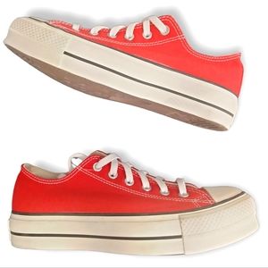 New YOU x Converse Platform All Star Red Low Top Shoes Women's 9 Men's 7…